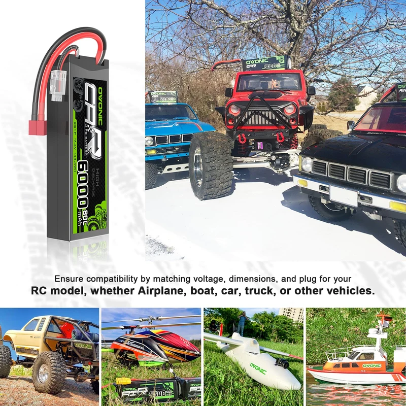 Ovonic Car 6000mAh 80C 2S 7,4 V Lipo-Akku-Hardcase mit Deans-Stecker und Lipo-Spannungsprüfung (2 St.)