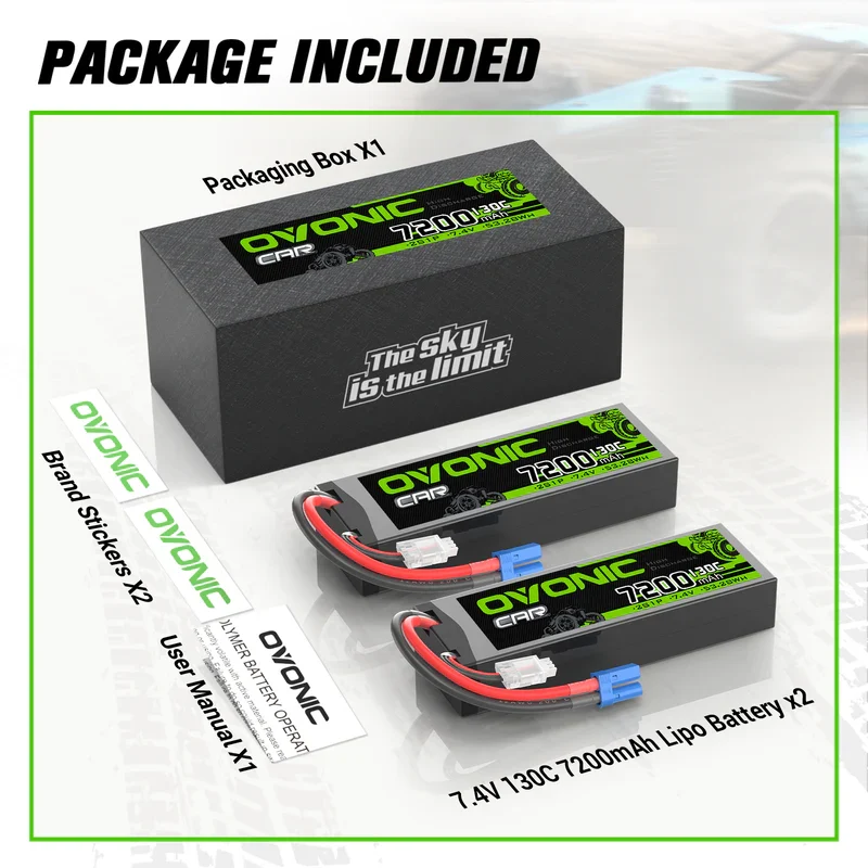 OVONIC 2S 7200mAh 130C Hardcase 7,4V Lipo-Akku mit EC5-Stecker ( 2 St.)