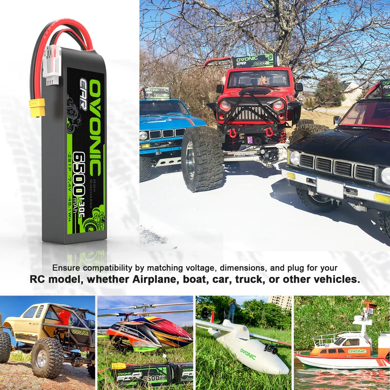 OVONIC 6500mAh 7,4V 130C 2S Hardcase LiPo-Akku mit XT60 auf TRA-Stecker ( 2 St.)