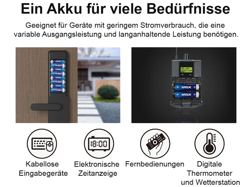 XTAR AA 1,5V Li-Ionen Akku 3000mAh – USB-C – mit gleichmäßig sinkender Spannung (4 St.)