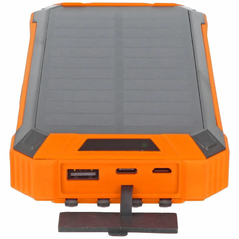 AccuCell 20000mAh Powerbank mit 4 Ladekabel, QI-Ladefunktion, Solar Panel, mit LED Licht