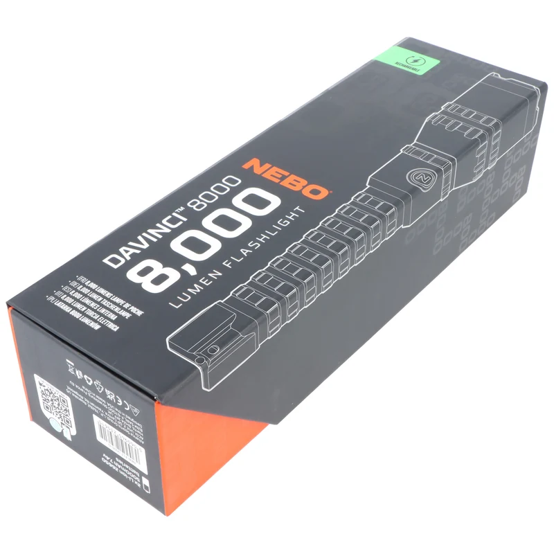 NEBO Davinci 8000 LED Taschenlampe, 8000 Lumen, bis zu 206 Meter Leuchtweite, wiederaufladbar