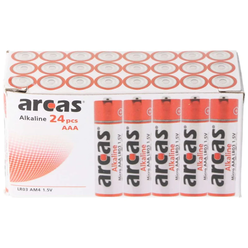 Arcas Alkaline Batterie LR03, AAA, Micro, 1,5V 24 Stück im Karton