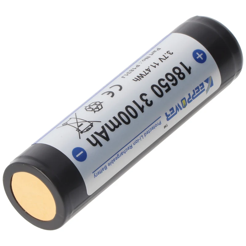Keeppower 18650 3100mAh 3,7V Li-Ion Akku geschützt flacher Kopf