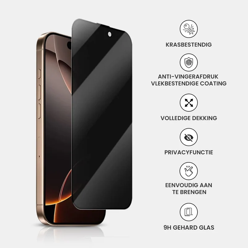 Casify Gehard Glas Privacy Screenprotector voor de iPhone 17 Pro