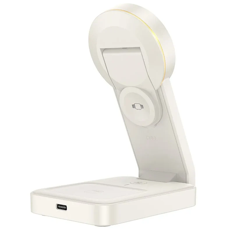 Hoco 3-in-1 Opvouwbare Draadloze Oplader met MagSafe – 15W – Wit