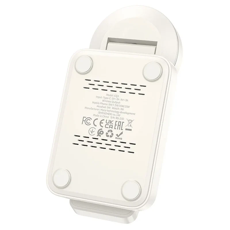 Hoco 3-in-1 Opvouwbare Draadloze Oplader met MagSafe – 15W – Wit