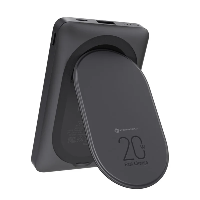 Forcell MagStand Powerbank met Standaard en MagSafe – 10.000 mAh – 20W – Zwart