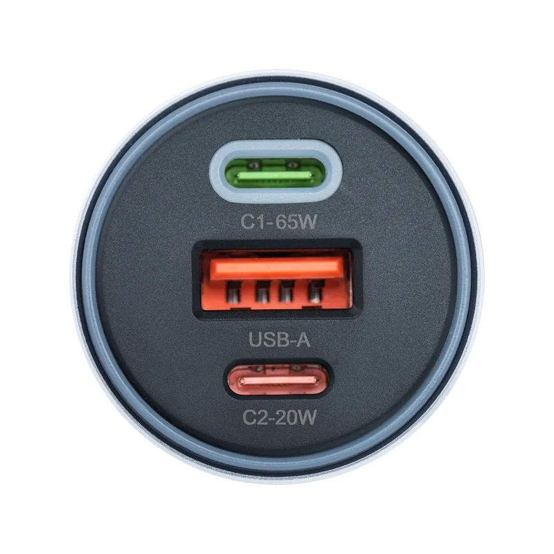 Forcell Autolader 2x USB-C + USB-A – 85W – Power Delivery & Quick Charge 4.0 – Grijs