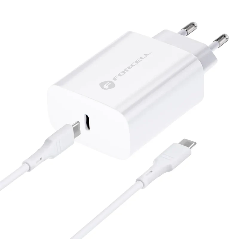 Forcell Oplader met USB-C naar USB-C kabel - 25 Watt - 1 meter - Wit