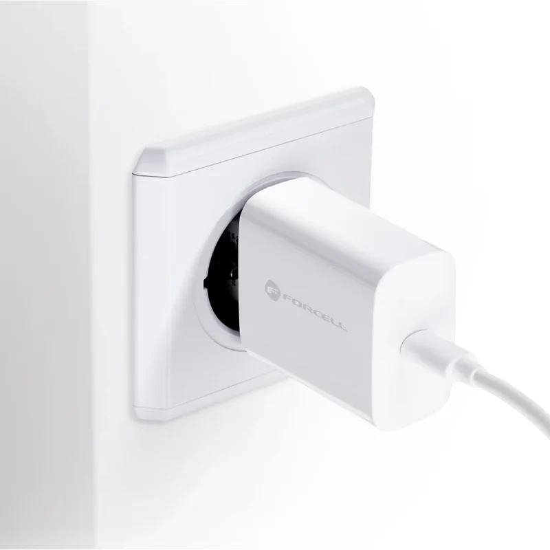 Forcell Oplader met USB-C naar USB-C kabel - 25 Watt - 1 meter - Wit