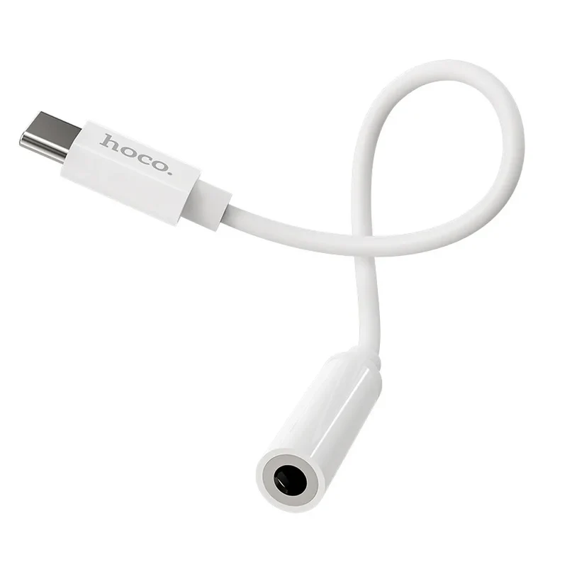 Hoco adapter USB-C naar 3,5 mm Jack – Audio adapter – 12 centimeter – Wit