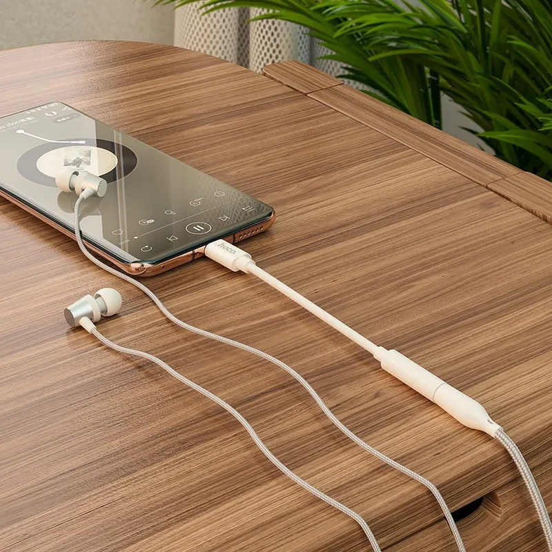Hoco adapter USB-C naar 3,5 mm Jack – Audio adapter – 12 centimeter – Wit