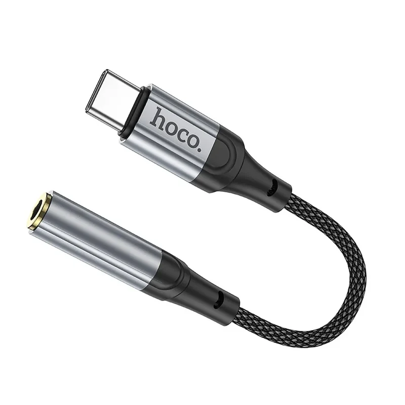 Hoco adapter USB-C naar 3,5 mm Jack – Audio adapter – 12 centimeter – Zwart