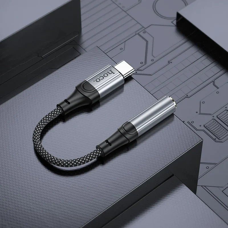 Hoco adapter USB-C naar 3,5 mm Jack – Audio adapter – 12 centimeter – Zwart