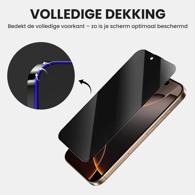 Casify Gehard Glas Privacy Screenprotector met installatiekit voor de iPhone 15 Pro Max
