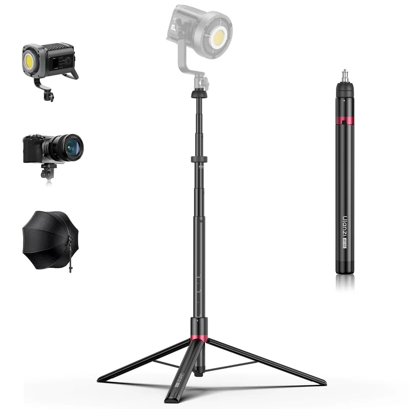 ULANZI AT05 78.7 Heavy Duty Foldable Light Stand, 6.56ft Extendable Light Tripod for Continute Output Photography Lighting/St