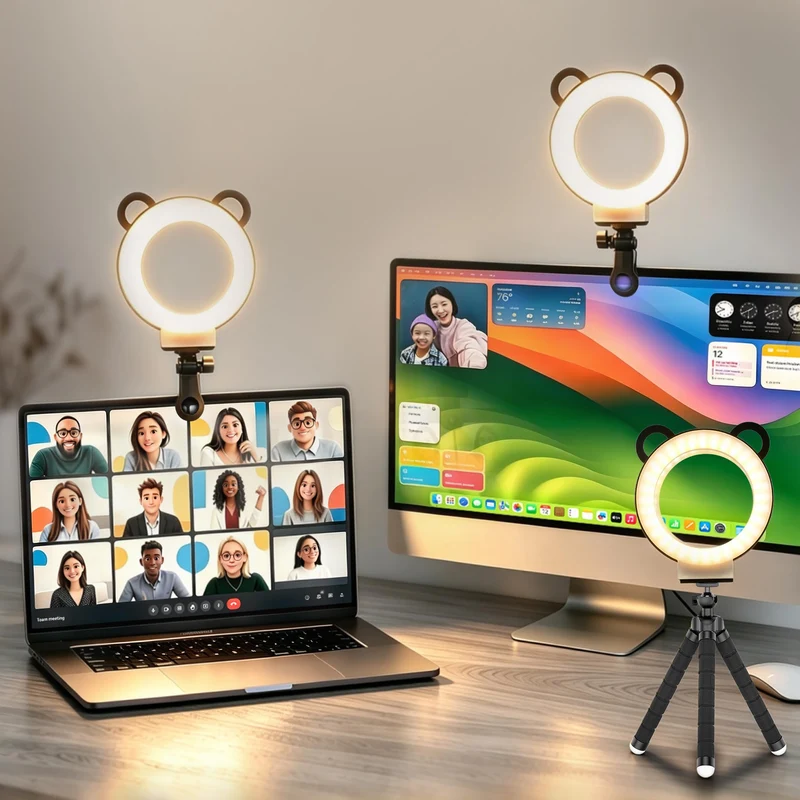 4 Ring Light for Laptop Desk Clip On, Computer Video Conference Lighting