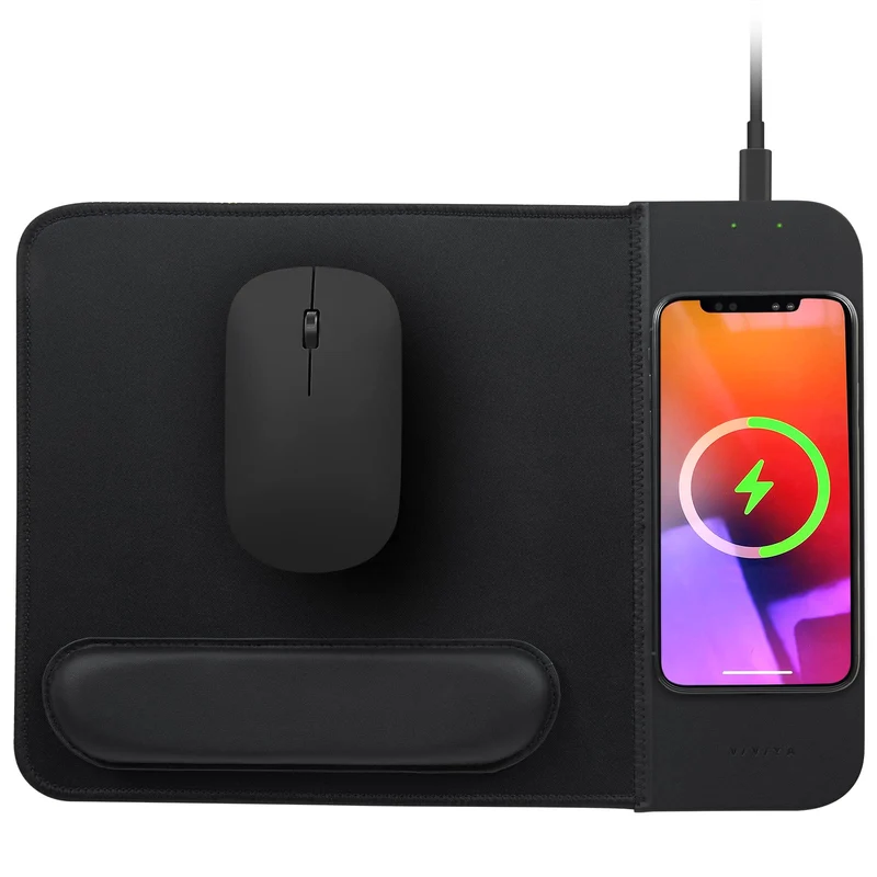 15W Wireless Charging Mouse Pad with Wrist Support, Fast Qi Wireless Charger Mouse Mat for iPhone 17/16/15/14/13/12/12 Pro/11/11