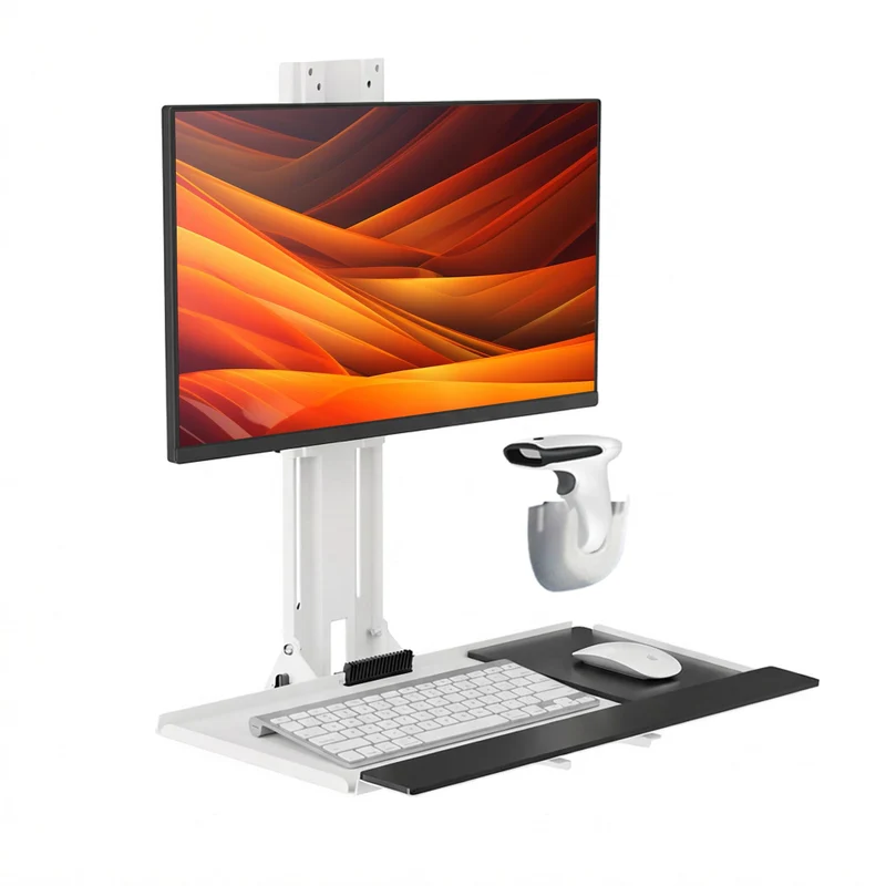 Mount Plus MED01 Medical Monitor and Keyboard Wall Mount For 17 to 32 Display with Height Adjustable Standing Keyboard Tray |