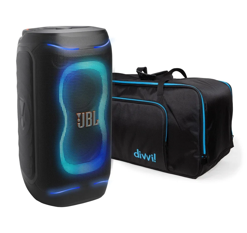 JBL PartyBox 130 Portable Party Speaker with divvi Transport Bag Kit Black