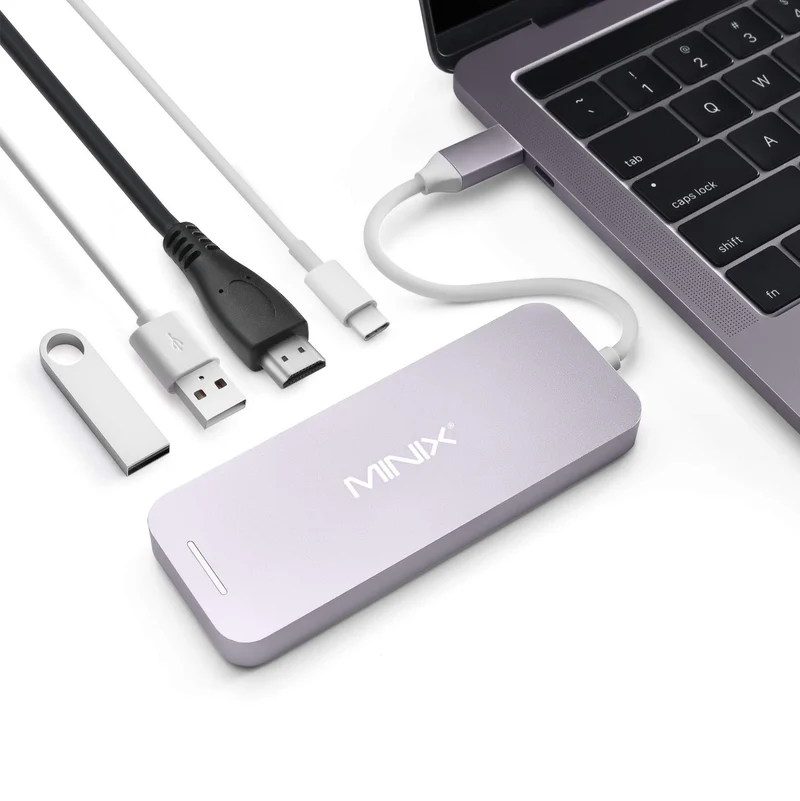 MINIX AC NEOS4GR USBC Hub 4Ports HDMI1.4 4K USB TypeC 480G M.2 SSD Gray BLK