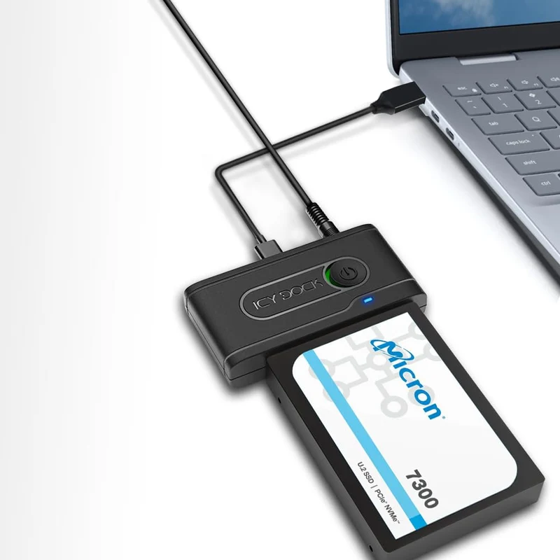 ICY DOCK USB 3.2 Gen 2 (10Gbps) to U.2 NVMe SSD Thunderbolt 4 Port Compatible Reader Adapter with USBC+A Cables | EZAdapter Ex
