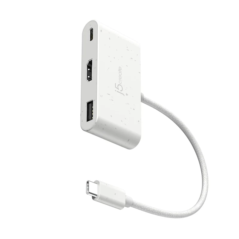j5create USBC to HDMI & USB TypeA with Power Delivery(EcoFriendly) with 4K HDMI, USBA 5Gbps, PD 100W Charging | Compatible w