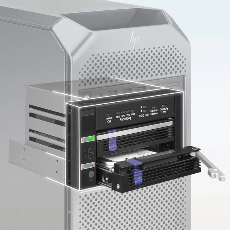 ICY DOCK Dual 2.5 & 3.5 SATA Hard Drive/SSD Removable RAID 1 Mobile Rack Enclosure in 2 x 5.25 Bay MB901SPRB