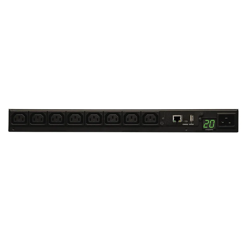 Tripp Lite Monitored PDU, 8 Outlets (C13), 208/220/230/240V, C20/L620P Adapter, 3.23.8kW, 8 ft. Cord, 1U RackMount SinglePha