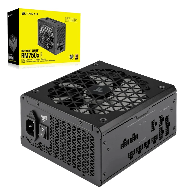 CORSAIR RM750x Shift Fully Modular ATX Power Supply Modular Side Interface ATX 3.1 & PCIe 5.1 Compliant Zero RPM Fan Mode