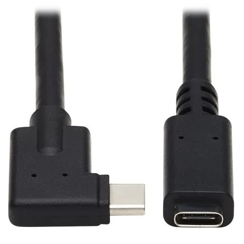 Tripp Lite USBC RightAngle Extension Cable (M/F), USB 3.2 Gen 2, Thunderbolt 3, 10 Gbps, 60W Power Delivery Charging, 20 Volts