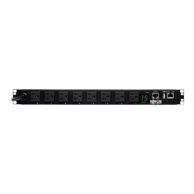 Tripp Lite 1.4kW Switched PDU, 120V, 15A, 8 515R, 515P, LX Platform Interface, 12ft Cord, 1URM TAA, 2 Year Warranty (PDUMH15NE