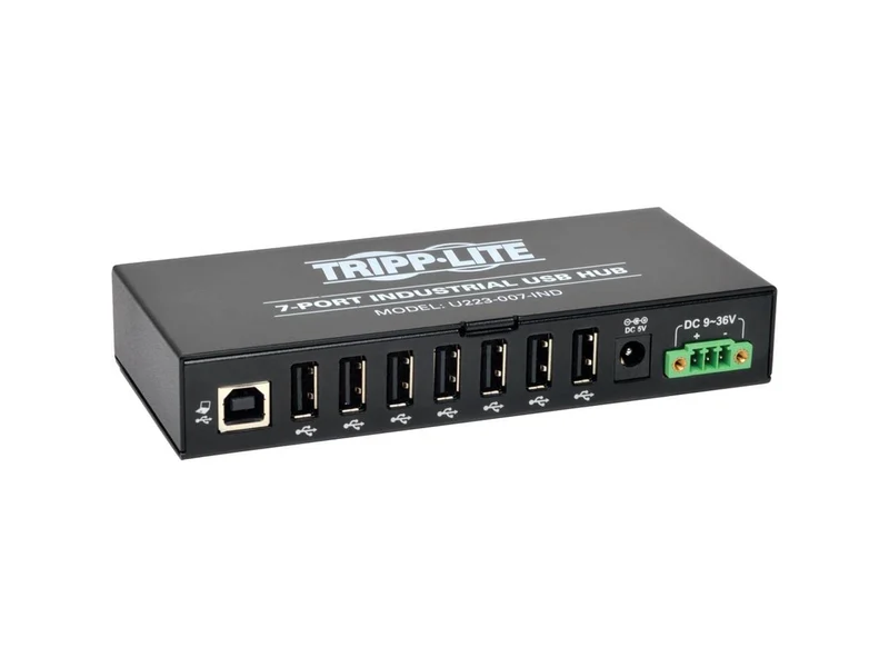 Tripp Lite 7Port Rugged Industrial USB 2.0 HiSpeed Hub w 15KV ESD Immunity and metal case, Mountable(U223007IND),Black