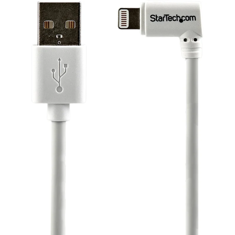 StarTech.com Angled Lightning to USB Cable 2m (6ft) White Apple MFi Certified (USBLT2MWR)