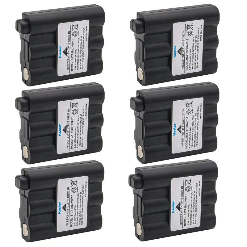 Kastar 6Pack Two Way Radio Battery Replacement for Midland BATT5RX BATT5RX AVP17 AVP17 GXT800 GXT808 GXT850 GXT860 GXT881 GXT