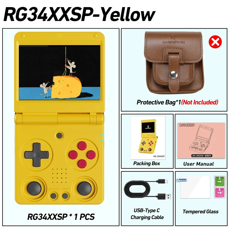 Anbernic RG34XXSP 3.4-Inch IPS Linux 64-bit Game Console H700 Quad-Core 1GB Retro Game Player HD-Connect To TV RG 34XXSP 3300mAH