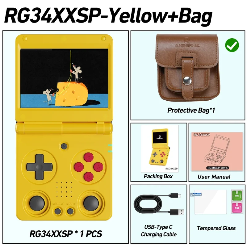 Anbernic RG34XXSP 3.4-Inch IPS Linux 64-bit Game Console H700 Quad-Core 1GB Retro Game Player HD-Connect To TV RG 34XXSP 3300mAH