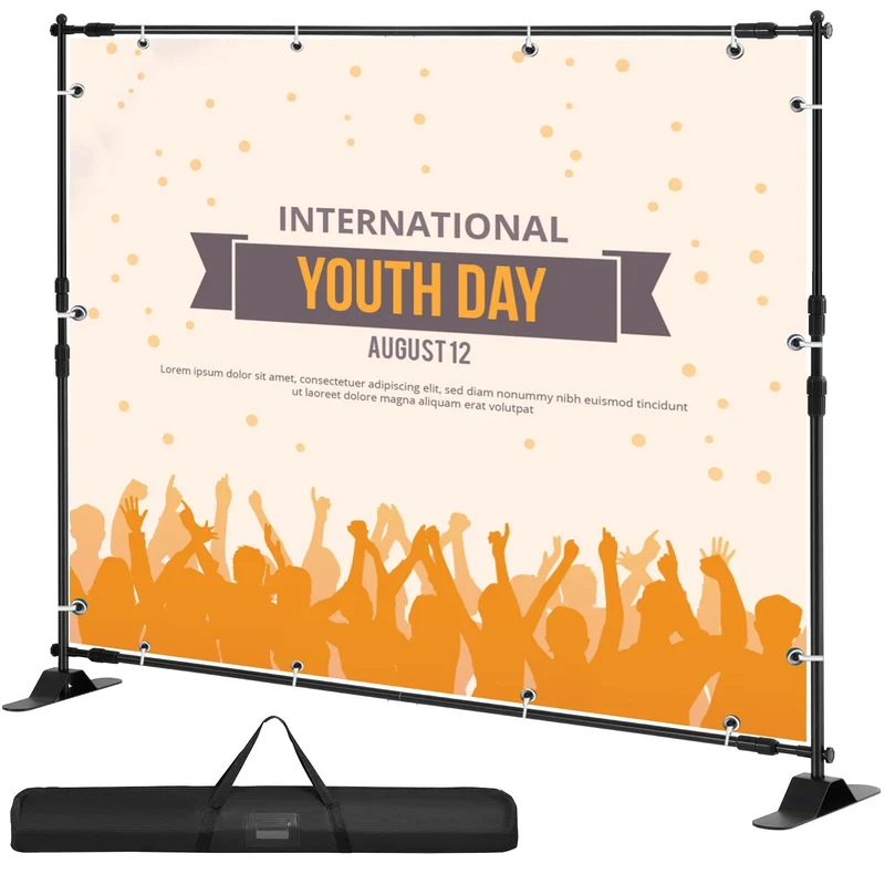 SucceBuy 3x2.4M Backdrop Background Stand Adjustable Telescopic Backdrop Banner Stand for Photocall Video Wedding Event Party