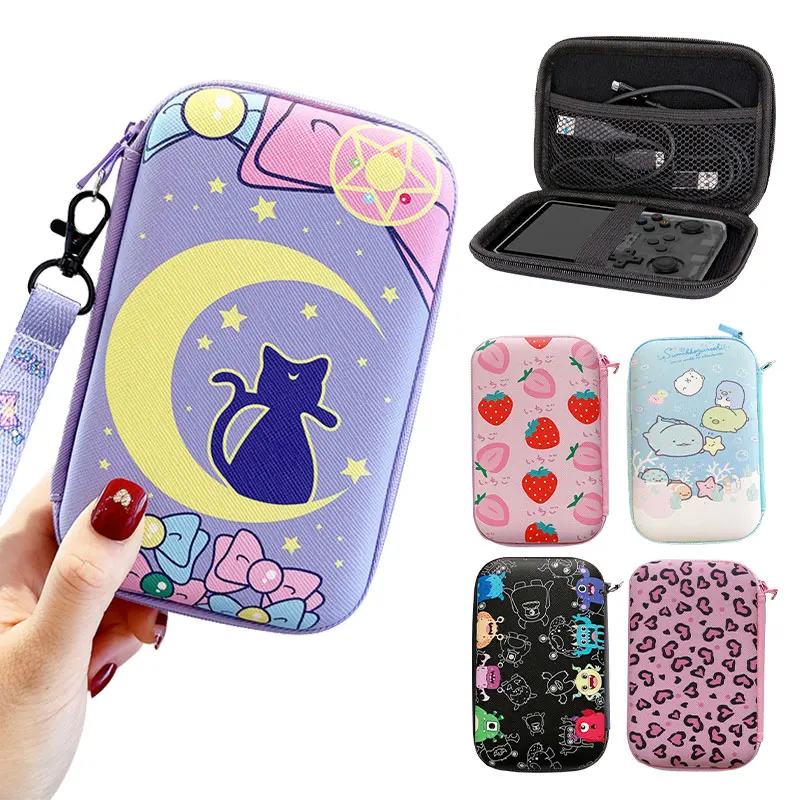 Lanyards Storage Bag Case For R36S R36H RG35XX H R36 Ultra K36 Video Game Console Handbag Pouch Protective Cover Box Accessories