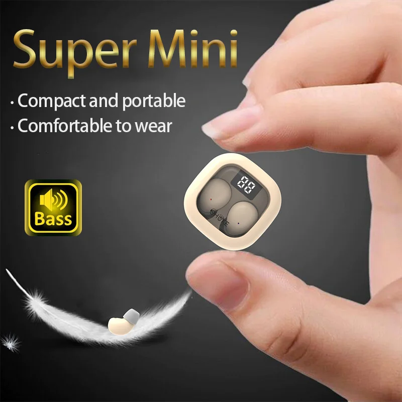 SK Small Headphones Wireless Bluetooth Headset Sport Sleeping Invisible Comfortable To Wear Bass Earbuds Earphone For All Phones