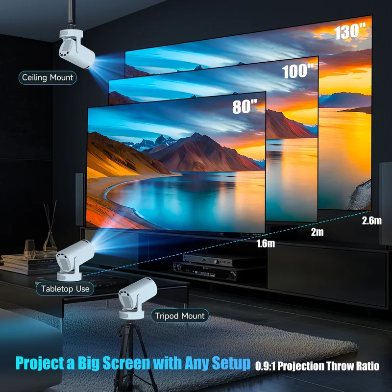 Magcubic HY300 Pro + Projector 8K 720P With 5W Speaker Android 14 8000 Lumens WiFi 6 BT5.4 Outdoor Video Home Theater Projector