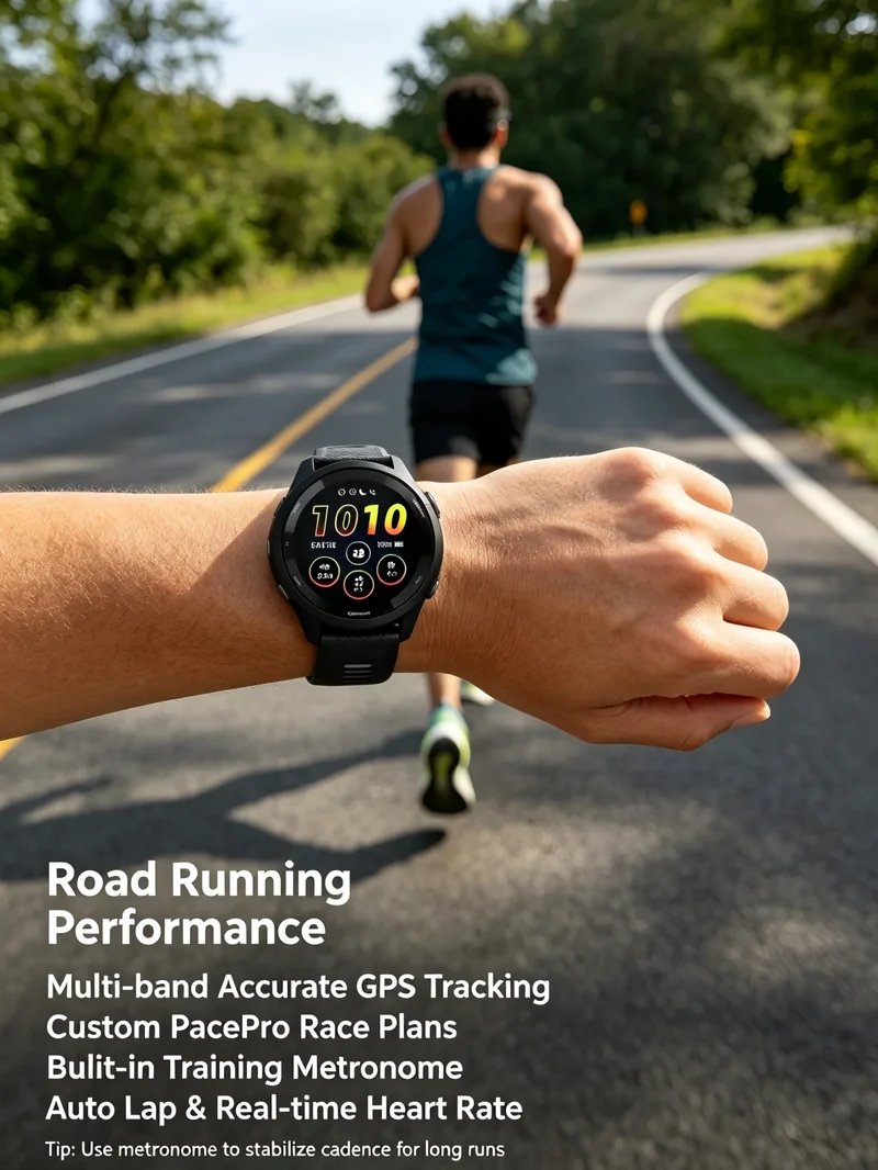 Garmin Forerunner 265 Outdoor GPS Smartwatch, Multi-Band Navigation with Topo Map, Altimeter Compass, 24/7 Health Tracking SpO2 Sleep Monitor, Cycling Running Hiking Triathlon