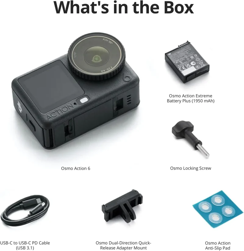 Open Box-DJI Osmo Action 4,Action 5,Action 6 Combo 8K Action Camera 1/1.1" Square Sensor Variable Aperture F/2.0-f/4.0 Rocksteady 3.0 Cold-Resistant 4hrs Battery 50GB Storage Vlogging Camera
