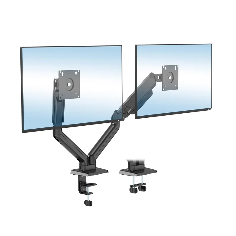 MountIt! Full Motion Dual Monitor Mount with Spring Arms, 17 to 32, Full Motion Monitor Arm with Tilt, Rotation, Swivel, Heig
