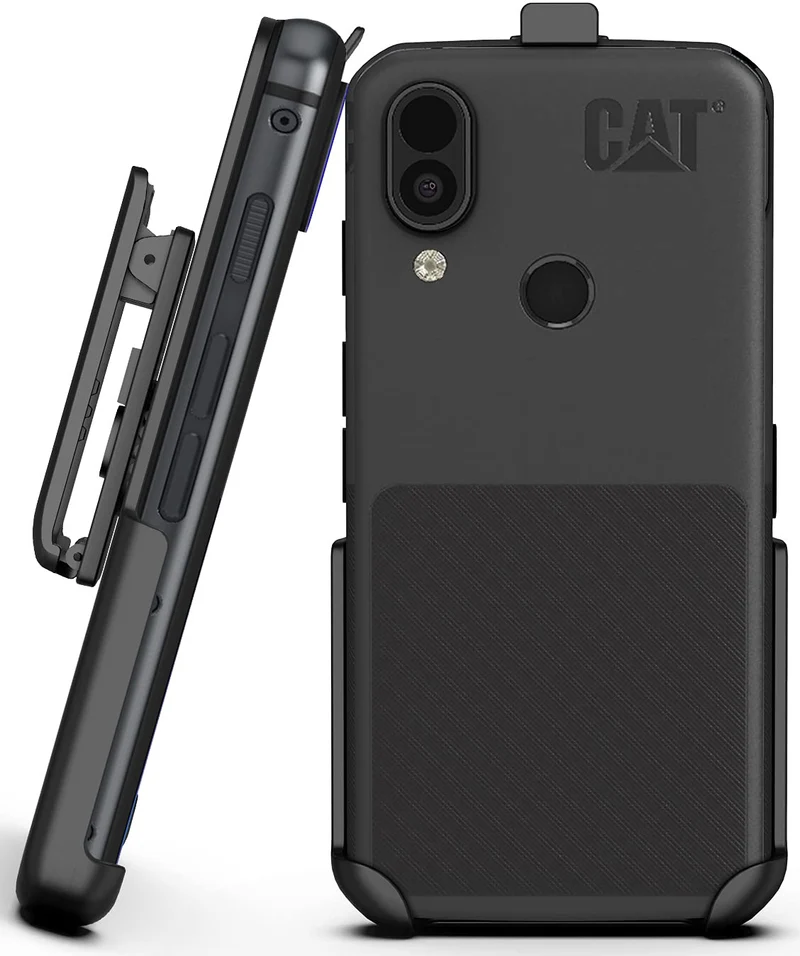 Holster for CAT S62, Nakedcellphone Black [Rotating/Ratchet] Belt Clip Holder Case [with Kickstand] Compatible with Caterpillar