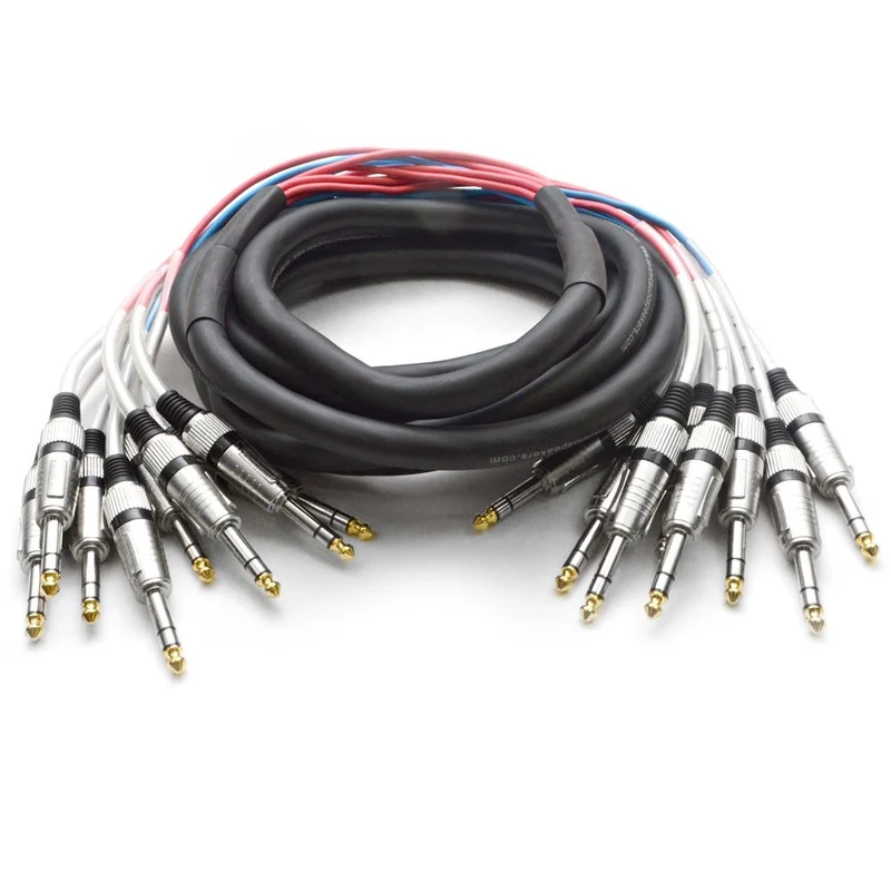 8 Channel 1/4 TRS Snake Cable 15 Feet Long Serviceable Ends Pro Audio Effects Snake for Live Live, Recording, Studios, an