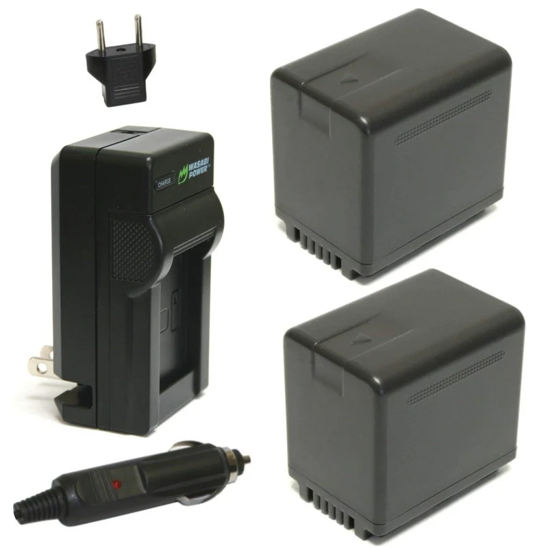 Wasabi Power Battery (2Pack) and Charger for Panasonic VWVBT380 and Panasonic HCV250, HCV380, HCV510, HCV520, HCV710, HC