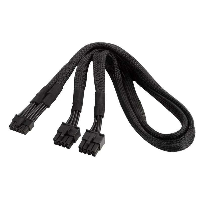 2x EPS 8pin to 1x 12pin GPU power cable, black sleeved, 16AWG550mm for SilverStone modular power supplies & NVIDIA RTX 3070/308