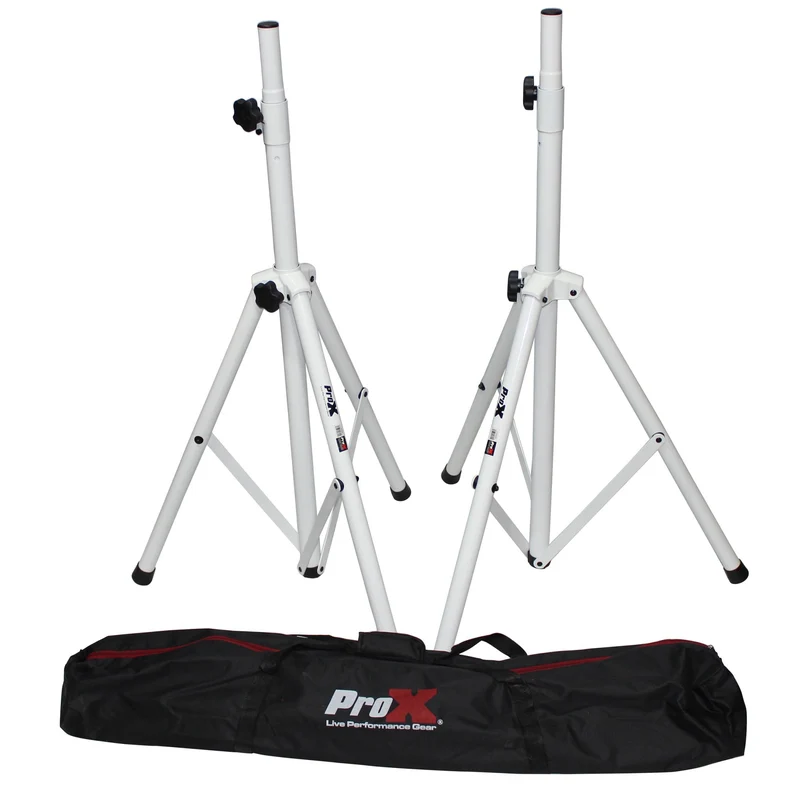 ProX TSS28P White HeavyDuty All Metal Speaker Tripod Stand Set of 2 47 ft. (4484) Cloud Series